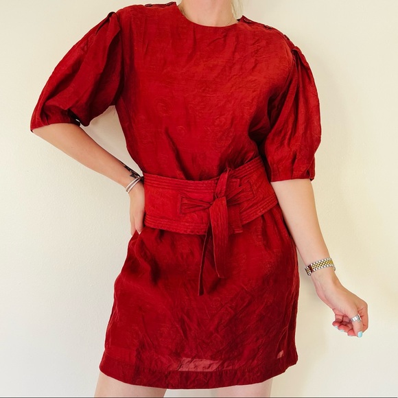 Rebecca Minkoff Belted Mini Dress brick color - Picture 2 of 7